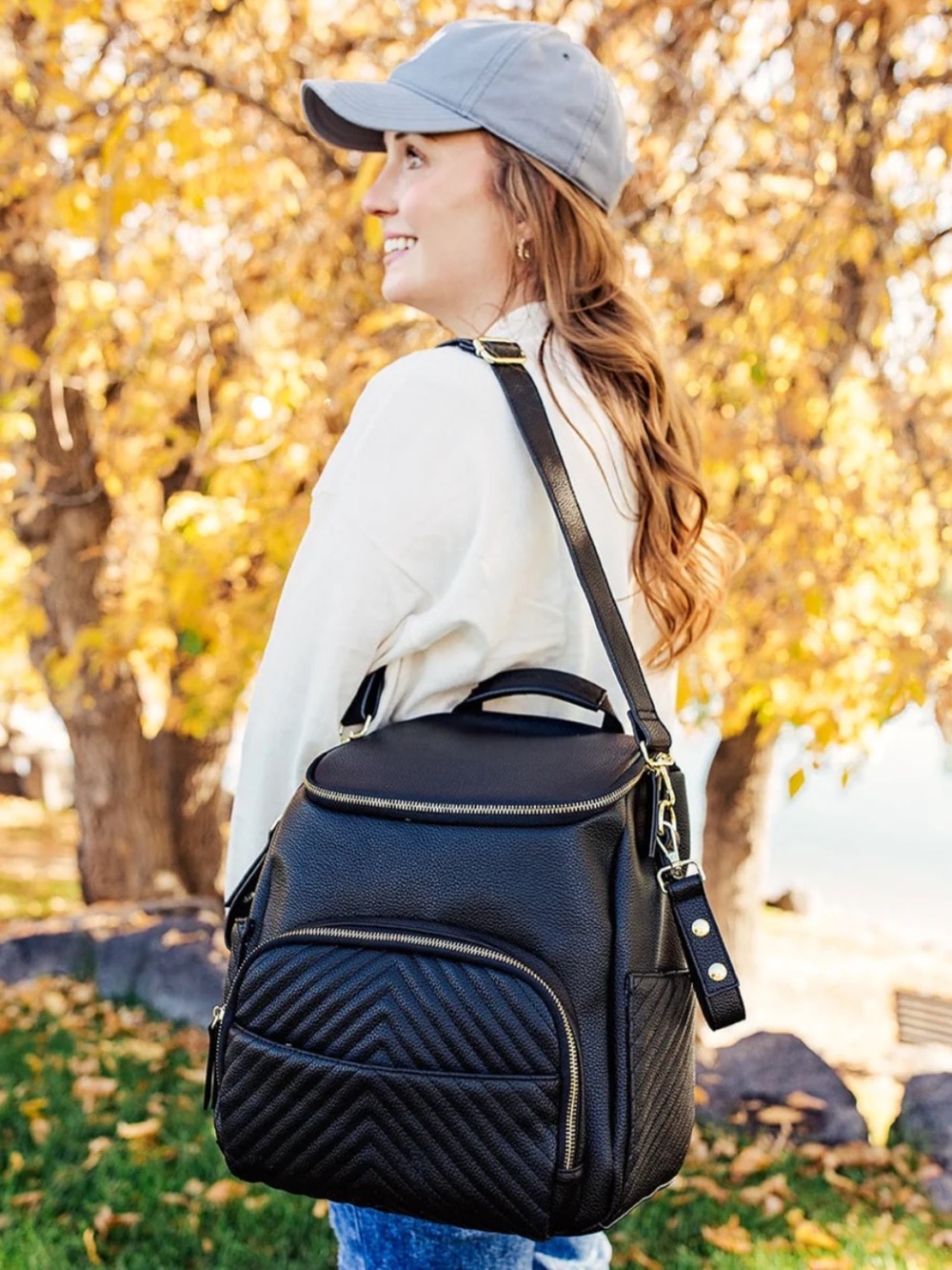 Desert Baby Goods  Desert Diaper Bag  Black Vegan Leather
